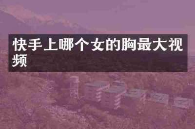 快手上哪个女的胸最大视频