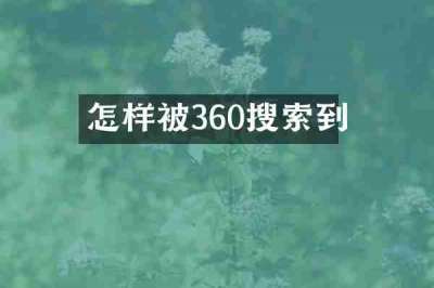 怎样被360搜索到