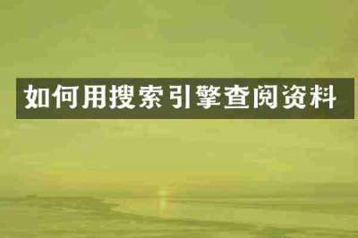 如何用搜索引擎查阅资料