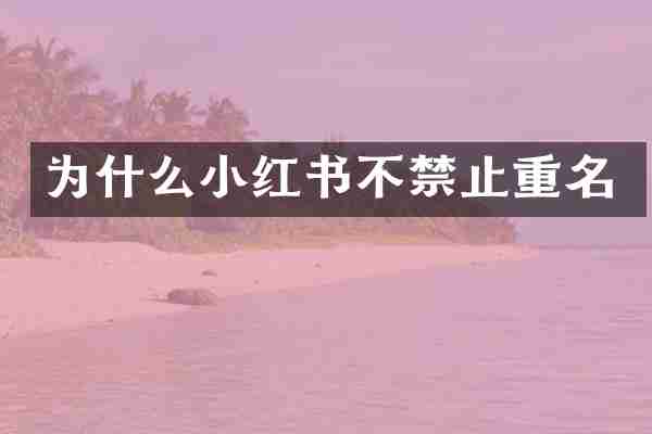 为什么小红书不禁止重名