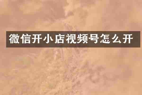 微信开小店视频号怎么开