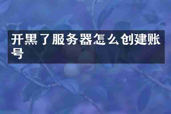 开黑了服务器怎么创建账号
