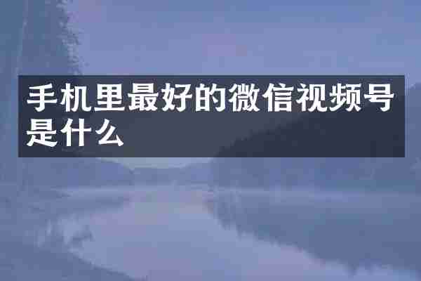 手机里最好的微信视频号是什么