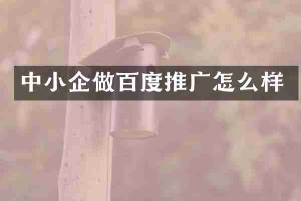 中小企做百度推广怎么样