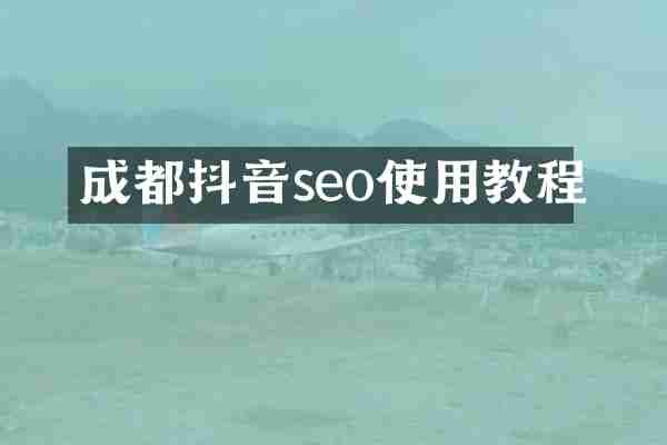 成都抖音seo使用教程