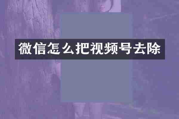 微信怎么把视频号去除