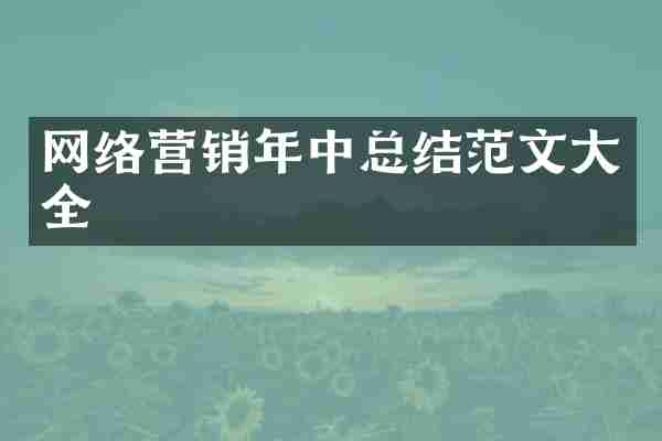 网络营销年中总结范文大全