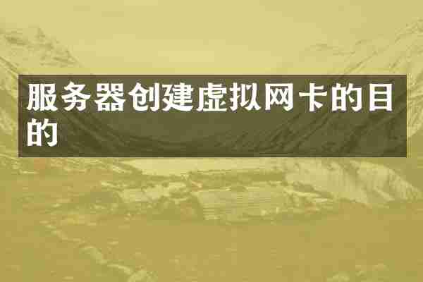服务器创建虚拟网卡的目的