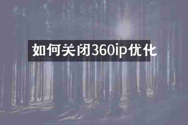 如何关闭360ip优化