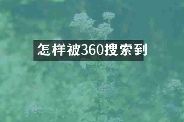 怎样被360搜索到