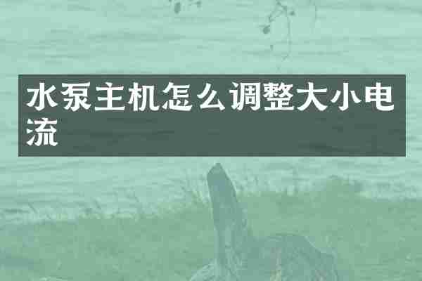 水泵主机怎么调整大小电流