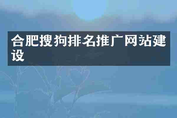 合肥搜狗排名推广网站建设