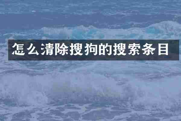 怎么清除搜狗的搜索条目