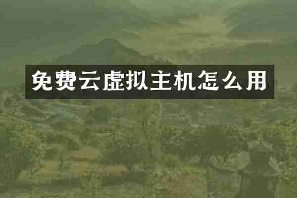 免费云虚拟主机怎么用