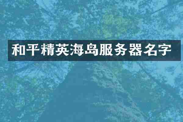 和平精英海岛服务器名字