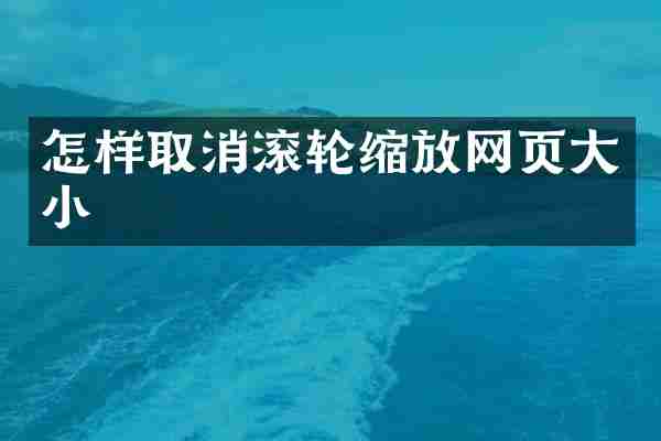 怎样取消滚轮缩放网页大小