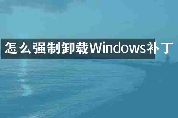 怎么强制卸载Windows补丁