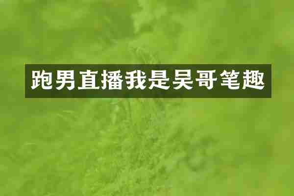 跑男直播我是吴哥笔趣