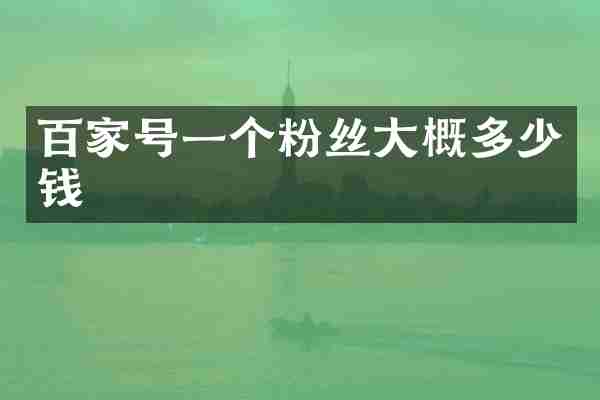 百家号一个粉丝大概多少钱