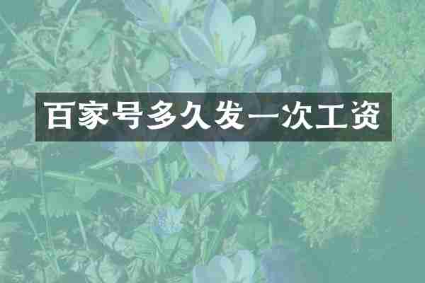 百家号多久发一次工资