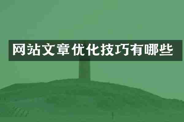 网站文章优化技巧有哪些