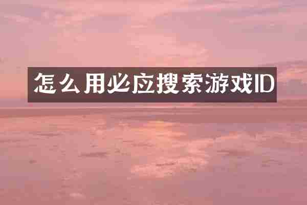 怎么用必应搜索游戏ID