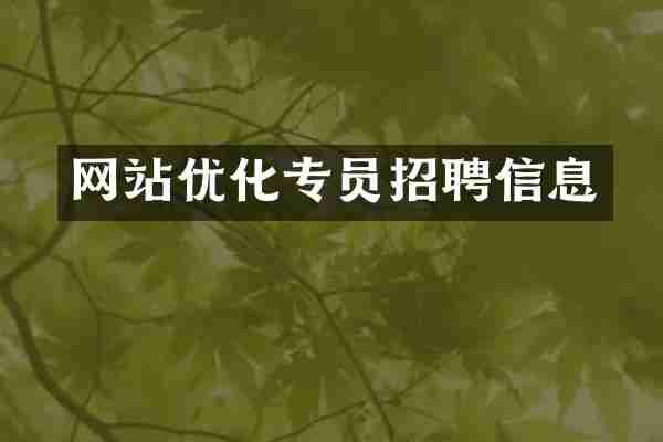 网站优化专员招聘信息