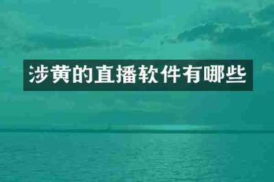 涉黄的直播软件有哪些