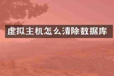 虚拟主机怎么清除数据库