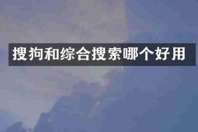 搜狗和综合搜索哪个好用