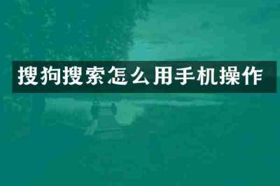 搜狗搜索怎么用手机操作