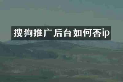 搜狗推广后台如何否ip