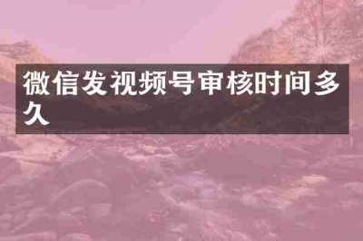 微信发视频号审核时间多久