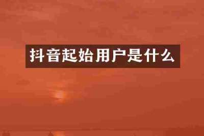 抖音起始用户是什么