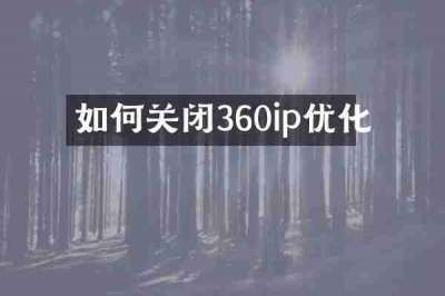 如何关闭360ip优化