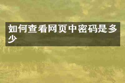 如何查看网页中密码是多少