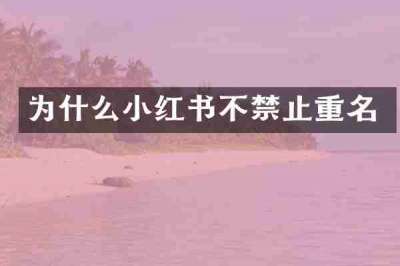 为什么小红书不禁止重名