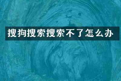 搜狗搜索搜索不了怎么办