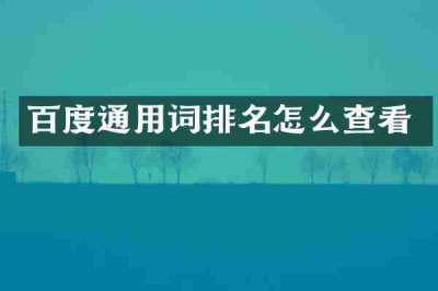 百度通用词排名怎么查看