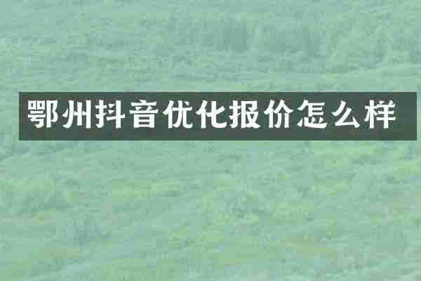 鄂州抖音优化报价怎么样