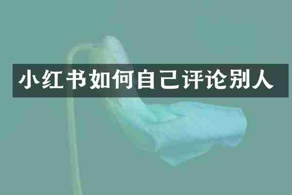 小红书如何自己评论别人