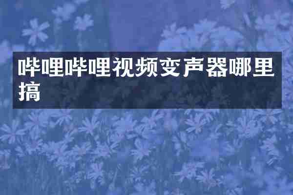 哔哩哔哩视频变声器哪里搞