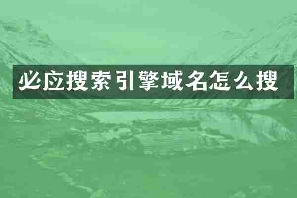 必应搜索引擎域名怎么搜