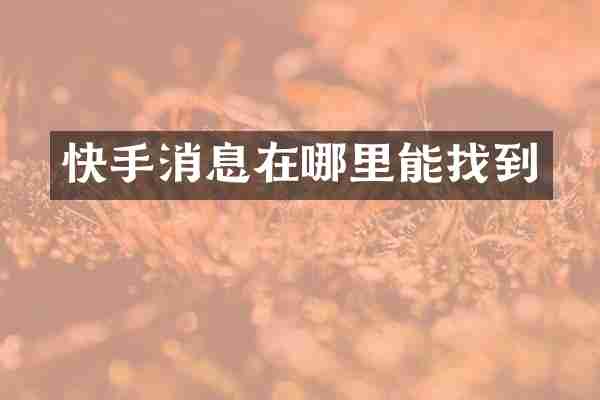 快手消息在哪里能找到