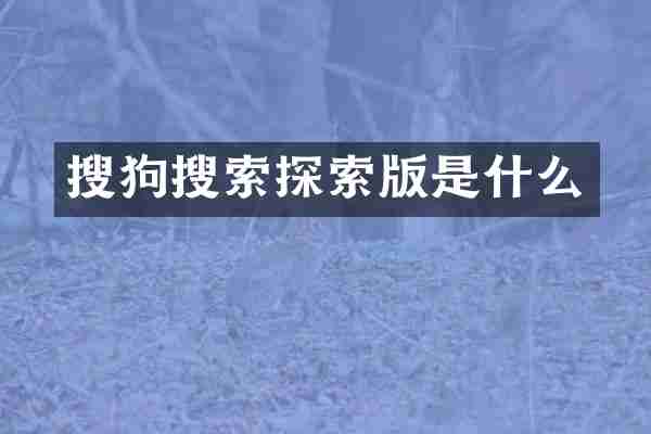 搜狗搜索探索版是什么