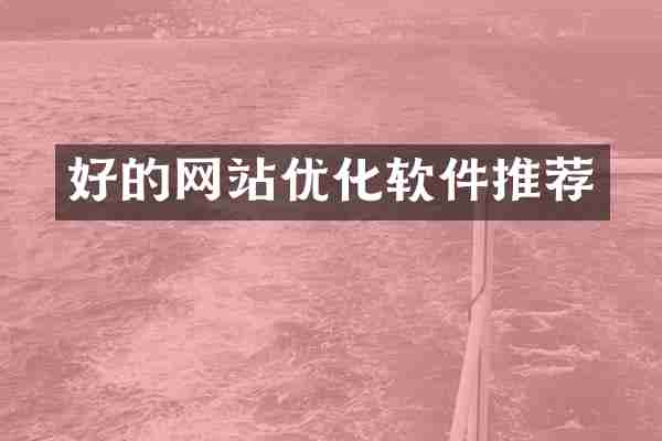 好的网站优化软件推荐
