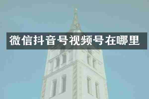 微信抖音号视频号在哪里