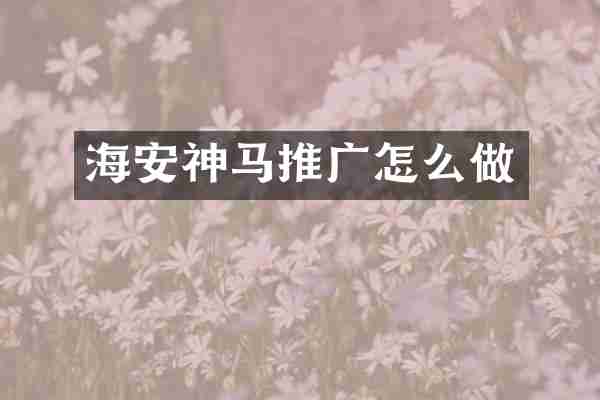 海安神马推广怎么做