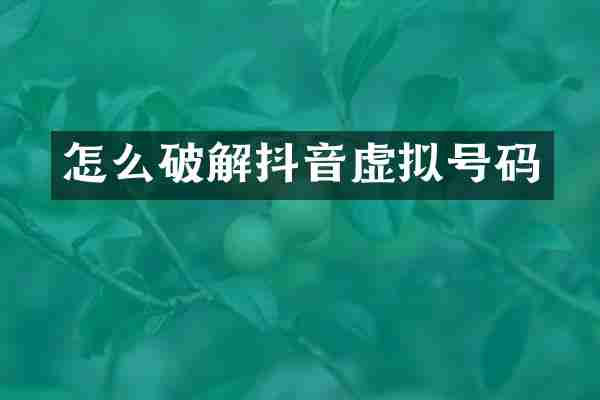 怎么破解抖音虚拟号码