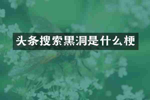 头条搜索黑洞是什么梗